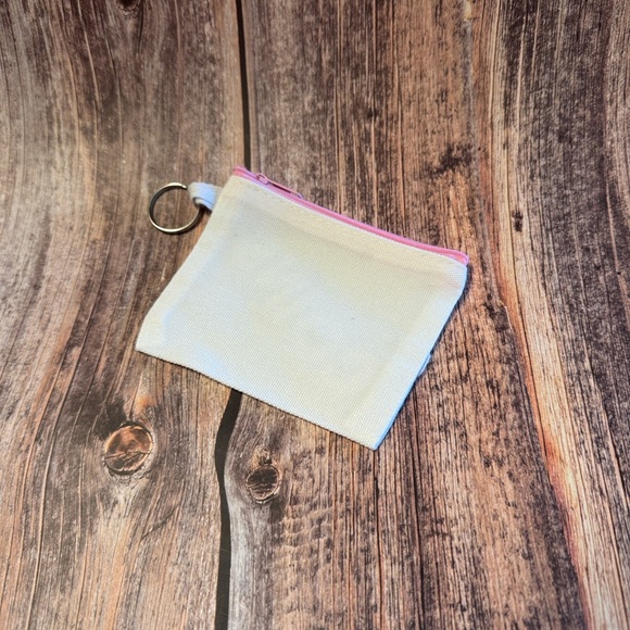 NEW White 4”x4” Zippered Coin Purse w/ Live Love Fight Design Item #PHK6130 - Picture 2 of 2